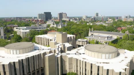 Establishing-Aerial-Shot-of-Northwestern-University-Library-and-University-Hall