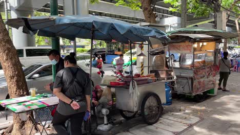 Streetfood-Stall-Für-Kleine-Unternehmen,-Straßen-Von-Bangkok