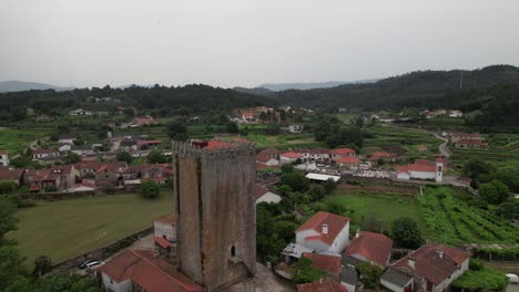 Monção,-Medieval-Tower-of-Lapela-Aerial-View