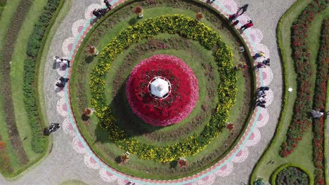 Top-view-of-beautiful-flower-garden-in-the-middle-of-the-city