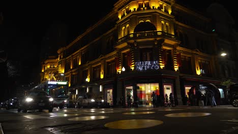 Low-angle-shot-galerias-pacifico-Buenos-Aires-Argentina-downtown-night