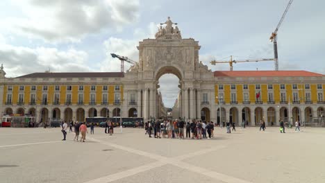 Comercio-Square-is-a-large,-harbour-facing-plaza-in-Portugal's-capital,-Lisbon,-and-is-one-of-the-largest-in-Portugal