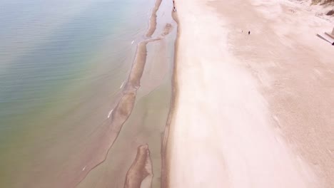 Calm-Baltic-sea-and-sandy-coastline-of-Lithuania,-aerial-drone-view