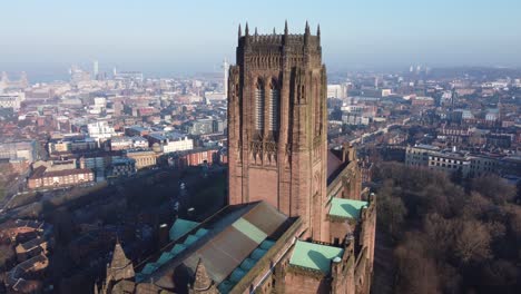 Liverpool-Catedral-Anglicana-Histórico-Turismo-Punto-De-Referencia-Aéreo-Edificio-Ciudad-Horizonte-órbita-Derecho
