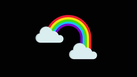 Regenbogen--Und-Wolkenvektor,-Schwarzer-Bildschirm,-Wettervideo-Overlay