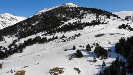 Antena:-Pistas-De-Esquí-De-Nuria-En-Los-Pirineos-Con-Algunos-Esquiadores