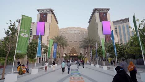 EXPO-2020,-Dubai,-05-February-2022---EXPO-Al-Wasl-Dome-Entrance-with-People-Guest-Walking-at-the-path