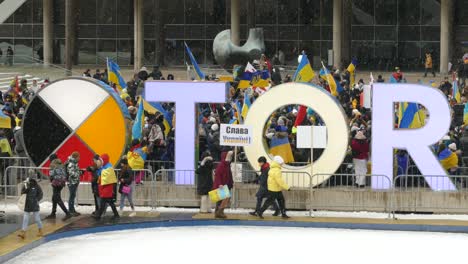 Scene-At-The-Nathan-Phillips-Square-In-Toronto-During-Protest-In-Support-Of-Ukraine-Against-Russia