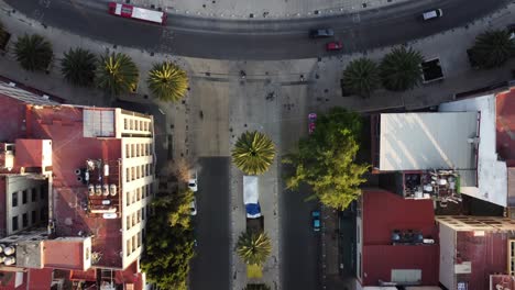 Vogelperspektive-Auf-Das-Denkmal-Für-Die-Revolution-Während-Der-Goldenen-Stunde,-Mexiko-Stadt