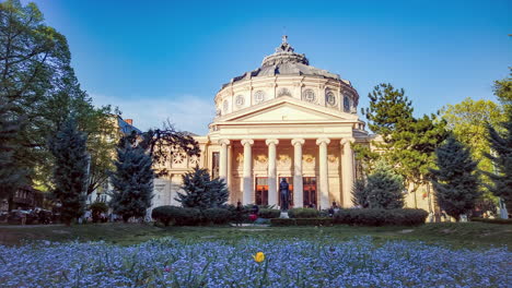 Romanian-Athenaeum-time-lapse,-Bucharest-,-Romania