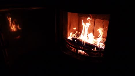 Footage-of-a-fire-burning-inside-a-furnance-in-slow-motion