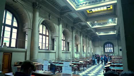 Handheld-of-the-Gabriela-Mistral-Reading-Room,-National-Library-of-Chile,-Santiago,-Chile