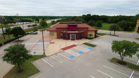 Aerial-footage-of-Red-Robins-Gourmet-Burgers-and-Brews-restaurant-located-at-5731-Long-Prairie-Rd,-Flower-Mound,-TX-75028