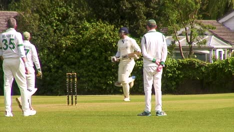 Zwei-Cricket-Teams-Spielen-Cricket-Gegeneinander