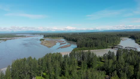 4K-Drone-Video-of-Alaska-Railroad-Train-Trestle-Bridge-with-Mt