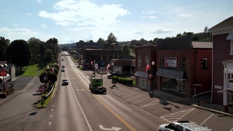 peterbilt-big-rig-travels-down-roadway-in-lebanon-virginia-aerial