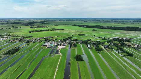 Lush-river-canal-polder-Krimpenerwaard-farmland-with-surrounding-farms