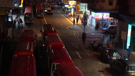 Hong-Kong--May-20,-2022:-double-decker-buses-waiting-for-the-return-of-the-workers