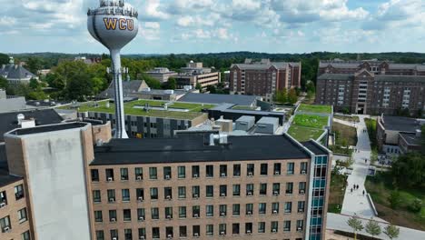 Rising-aerial-shot-of-West-Chester-University-campus