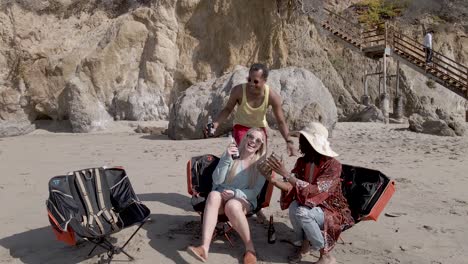 Friendship-Concept---Group-of-Young-Adults-Taking-Selfies-Picture-on-Beach