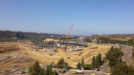 Construction-site-of-new-Aztec-Arena-in-San-Diego,-Mission-Valley
