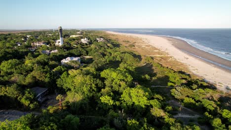 Sullivan's-Island-SC-Beach,-Lighthouse,-Near-Charleston-SC