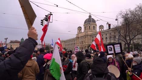 Energetic-crowd-at-protests-against-covid-measures-of-government-in-Vienna,-Austria