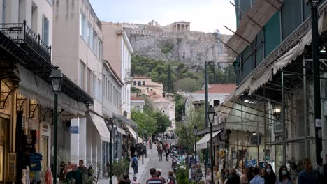 Ermou-street-is-a-pedestrian-and-clothing-shopping-street-in-downtown-of-Athens-and-contains-many-of-the-big-international-names,Greece---10-16-2021