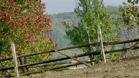 A-rustic-fence-in-the-Carpathian-mountains,-Romania