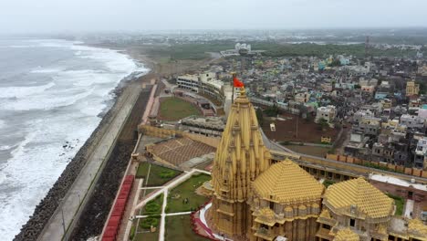 Aerial-rotating-shot-of-Somnath-Mandir