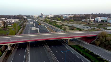 Aerial-view-of-the-A62-highway-and-the-construction-site-of-the-new-park-of-Montaudran,-located-at-the-old-airfield