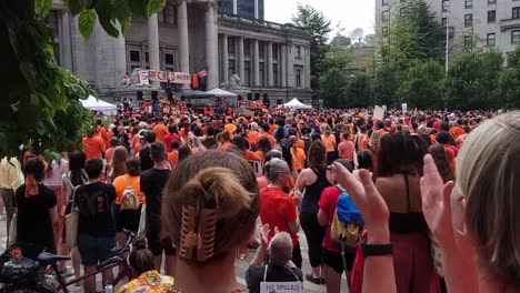 Cancel-Canada-Day,-Hundreds-Of-People-Gathered-Outside-Of-The-Vancouver-Art-Gallery