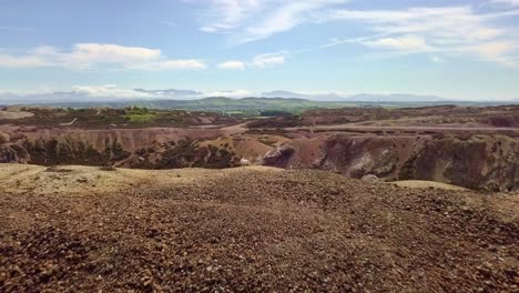 Drone-footage-of-colourful-mine-with-copper-rock-formations