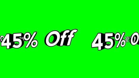 Animation-cartoon-45%-OFF-text-Flat-Style-Popup-Promotional-Animation-green-screen-background-4K