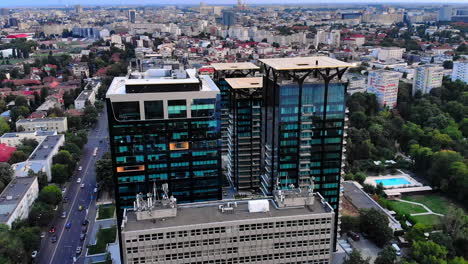 Real-estate-development-aerial-view,-One-Mircea-Eliade-,-Bucharest-Romania