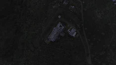 Cinematic-drone-shot---Zoom-out-shot-of-a-Abandoned-Tea-Factory