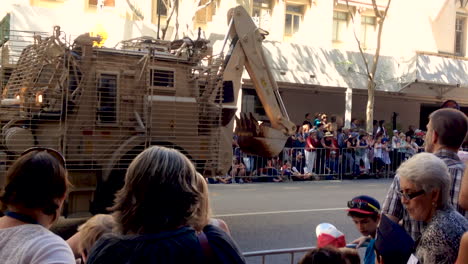 Armoured-Backhoe-loader-on-Anzac-Day-2015-Lest-We-Forget-Australian-War-Memorial-Remembrance-Day
