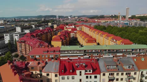 Aerial-footage-over-Gothenburg-City-in-Sweden