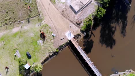 Aerial-video-rising-over-the-bridge-over-the-stream