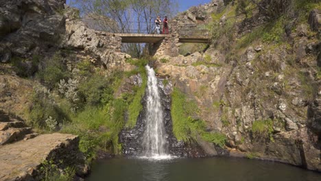 Penedo-Furado-Passadico-walkway-waterfall-in-Vila-de-Rei,-Portugal