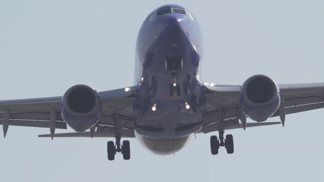 A-Southwest-Airlines-flight-passes-overhead-on-approach-to-Los-Angeles-International-Airport,-in-slow-motion