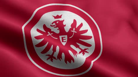 Rote-4K-Nahaufnahme-Animierte-Schleife-Einer-Wehenden-Flagge-Der-Fußball-Bundesligamannschaft-Eintracht-Frankfurt