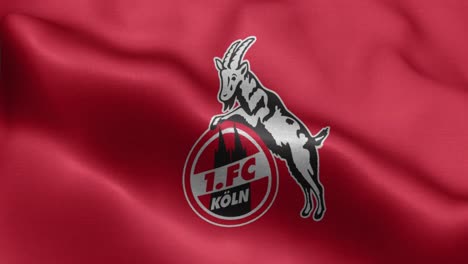 Bucle-Animado-Rojo-4k-De-Una-Bandera-Ondeante-Del-Equipo-De-Fútbol-De-La-Bundesliga-Colonia