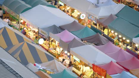 Zoomed-in-shot,-Crowded-Night-Market,-from-above