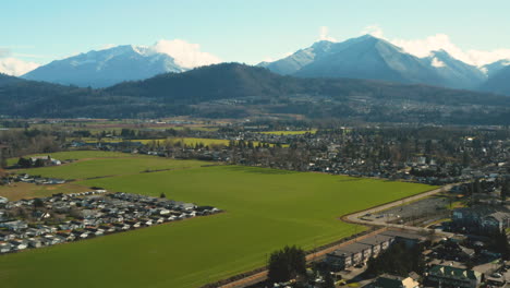 Aerial-drone-view-of-picturesque-Chilliwack,-British-Columbia