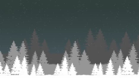 Nevado-Silueta-Noche-Bosque-Conmovedor-Animación-Bosque-Invierno-Aprendizaje-Educación-Escena