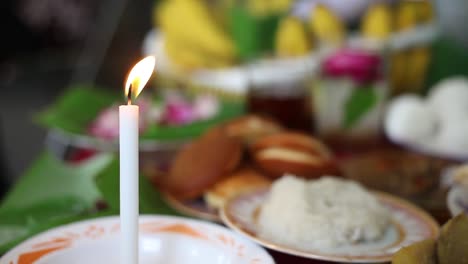 Lighting-Prayer-Candle-Offering,-Sacrificial-Or-Memorial-Candle