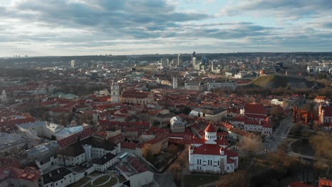 AERIAL:-Vilnius-Old-Town-Panorama-Reveal-with-Gediminas-Tower-and-Hill