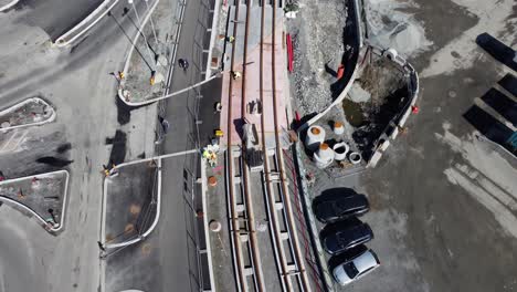 Workers-doing-construction-works-building-Bergen-city-light-rail-Bybanen-tram---Aerial