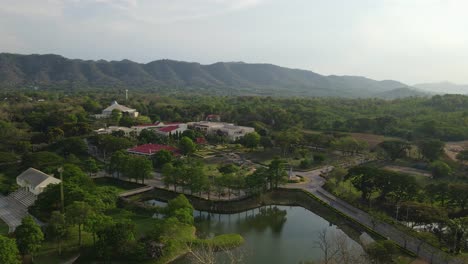 Mountains-and-a-community-university,-Muak-Klek,-Saraburi,-Thailand